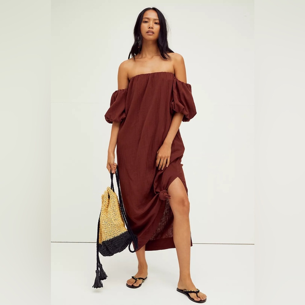 Free People Vieques Off The Shoulder Midi Dress NWT